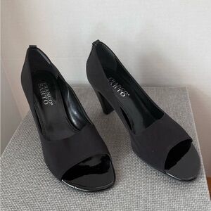 FRANCO SARTO BLACK PEEP TOE HEELS 6.5 EUC